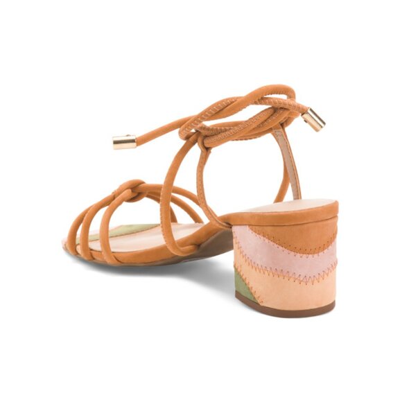 AREZZO Light Brown Made In Brazil Nubuck Leather City Block Sandals - Picture 2 of 2